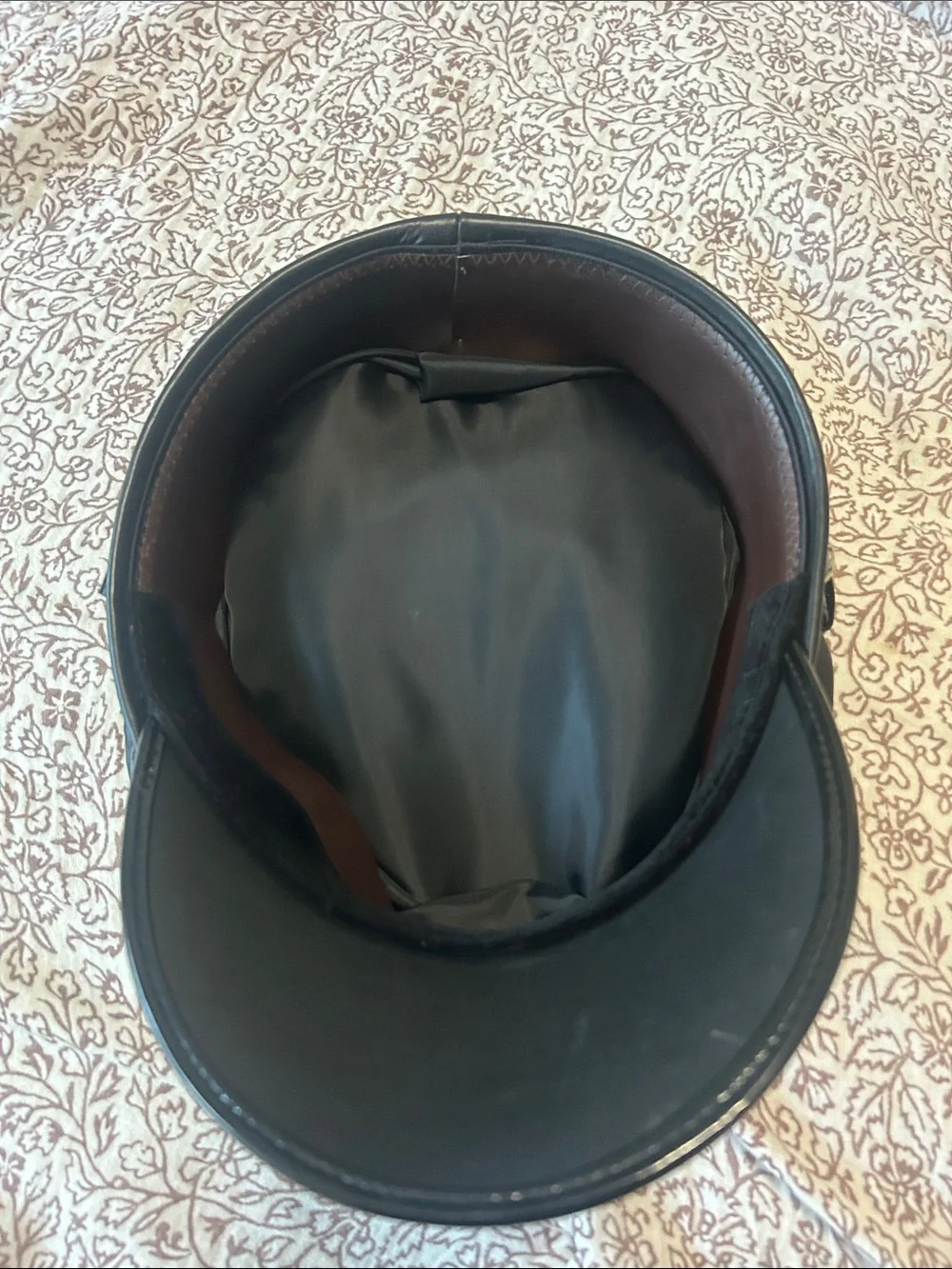 Black leather biker hat